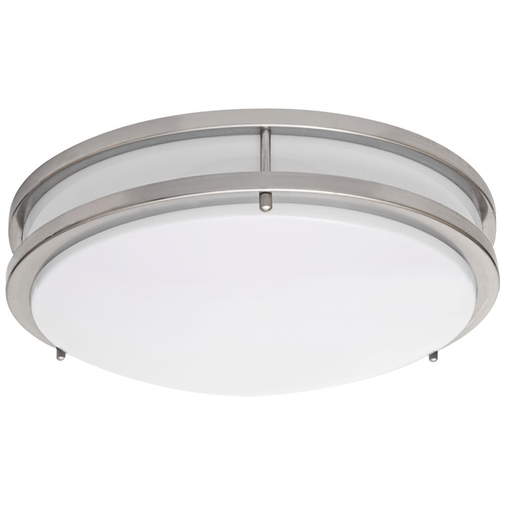 Ceiling Fixture, Hardwired, Brushed Nickel with White Frosted Acrylic